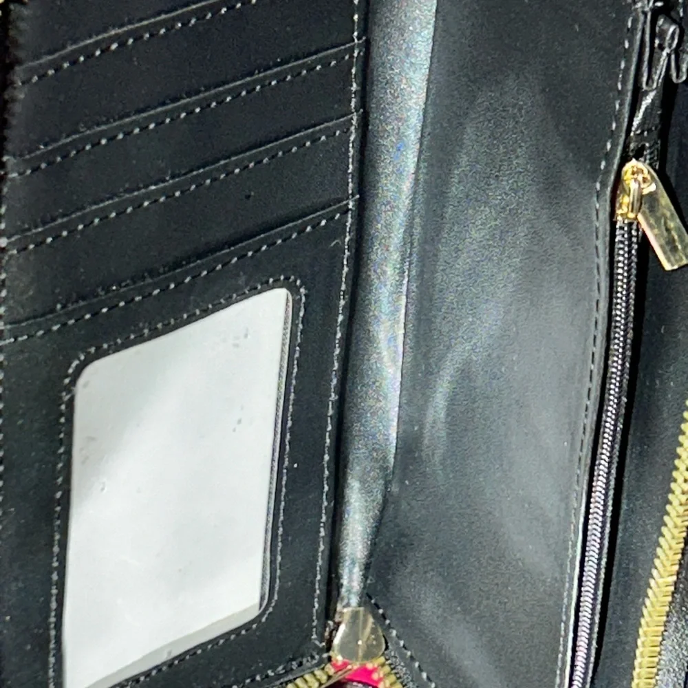 Alba Saffiano Leather Inspirational Black Zip-around Long Wallet 8” x 4.… - Picture 14 of 17